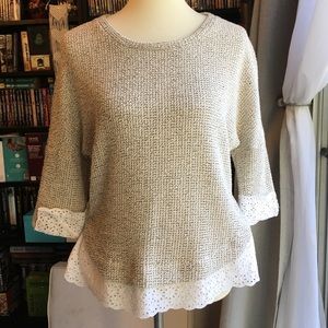 Anthropologie Sweater with Eyelet Trim